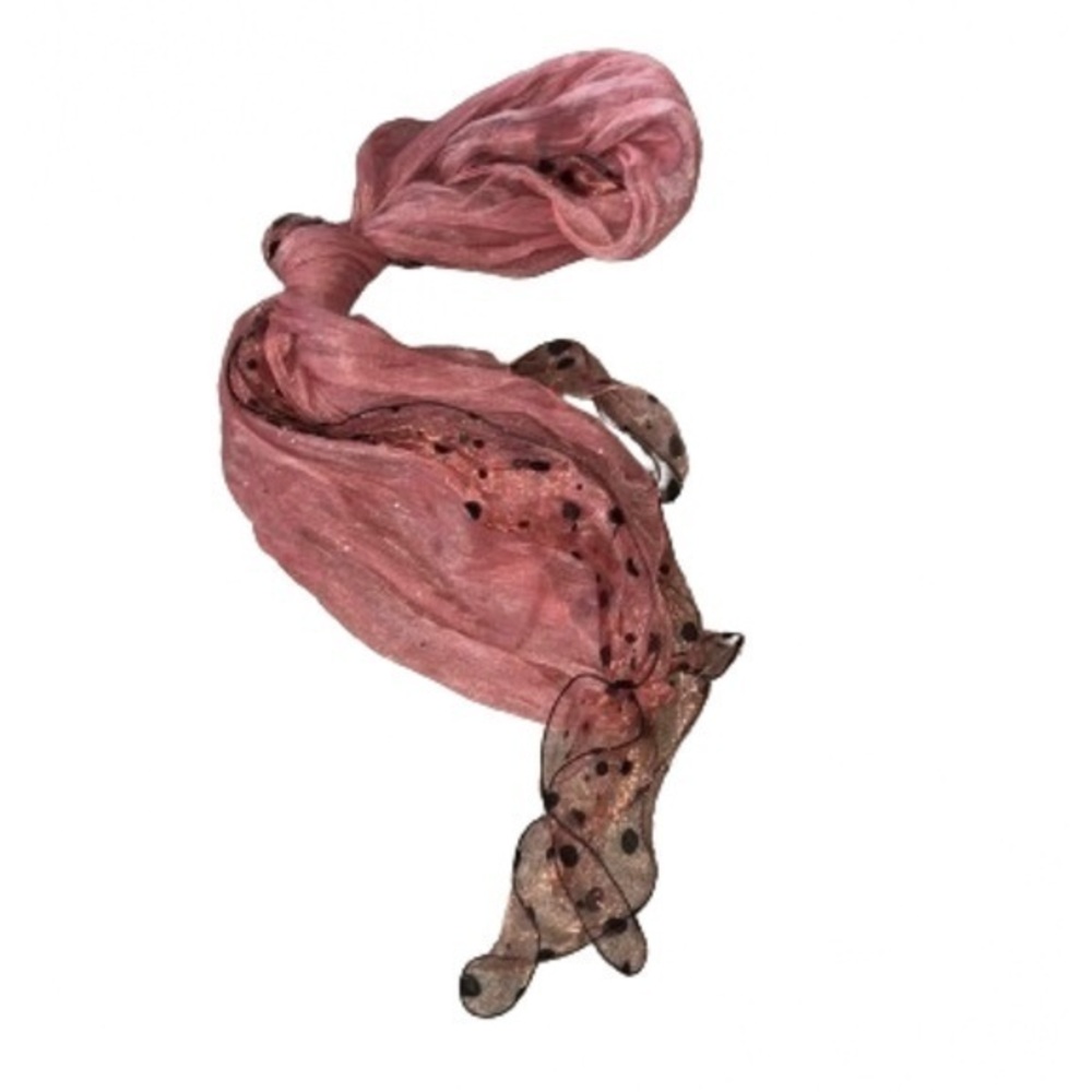 Pink peachy scarf with black polka dot accent